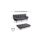 MUUEGM 71'' Futon Sofa Bed Couch, Convertible Futon Sofa Couch, Fabric Futon Couch with Adjustable Backrest, Modern Sofa Bed for Living Room, Apartment, Office, Small Room (Grey)