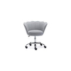 Home Office Chair, Cute Modern Desk Chair Linen Upholstered Shell Chair for Women Adjustable Swivel Vanity Chair for Bedroom Living Room, Height-Ajustable (Grey)