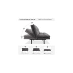 MUUEGM 71'' Futon Sofa Bed Couch, Convertible Futon Sofa Couch, Fabric Futon Couch with Adjustable Backrest, Modern Sofa Bed for Living Room, Apartment, Office, Small Room (Grey)
