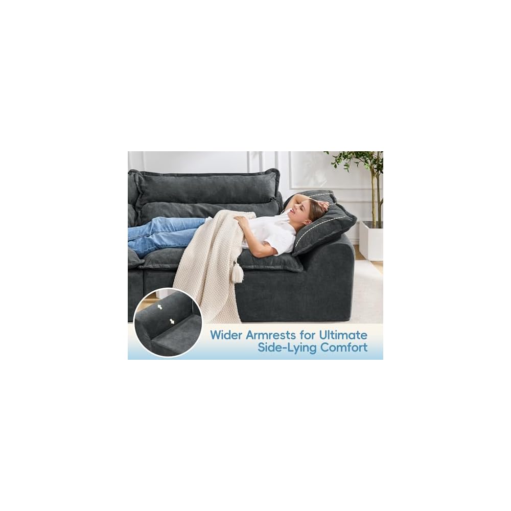 Hobestluk 104" Sectional Sofa Couches 3 Seater Modular Sofa, Boneless Couch, Cloud Couch with Removable Cushion, Modular Sectional Couches for Living Room