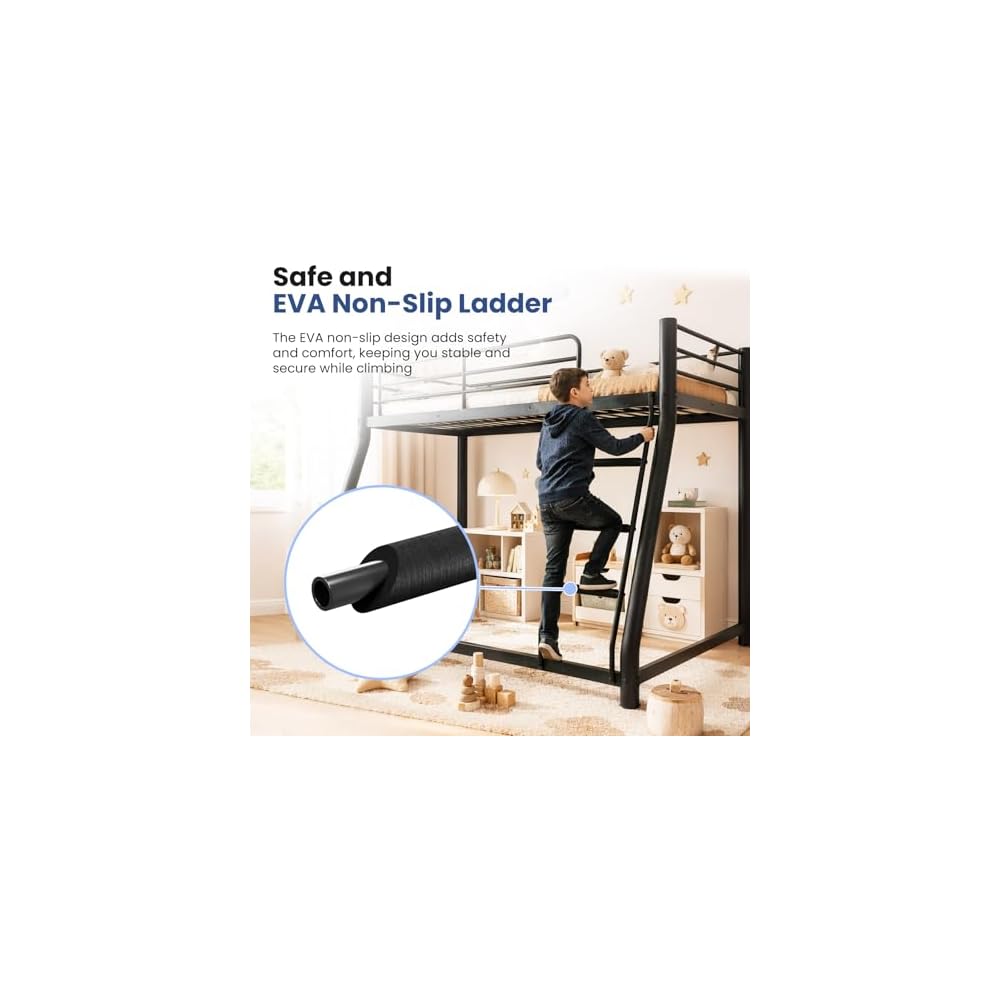 Twin over Full Bunk Bed, Heavy Duty 400 lbs Bed Frame, Low Profile Design