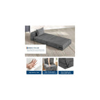 73" Folding Sofa Bed Sleeper Chair, Convertible Futon Couch with Pillow, Single Size Foldable Mattress for Living Room, Dorm, Apartment & Home Office, Modern Linen Fabric,Small