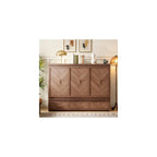 Bellemave Queen Size Murphy Bed with Charging Station and Storage, Farmhouse Murphy Bed with Foldable Panel for Guest Bedroom, Living Room, Office, Light Walnut