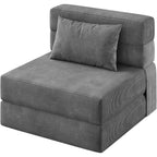 73" Folding Sofa Bed Sleeper Chair, Convertible Futon Couch with Pillow, Single Size Foldable Mattress for Living Room, Dorm, Apartment & Home Office, Modern Linen Fabric,Small